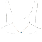 14K Gold Pear Natural Blue Zircon Accented Bar Necklace - Rose Gold - view 6