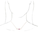 14K Gold Pear Natural Pink Tourmaline Accented Bar Necklace - Rose Gold - view 6