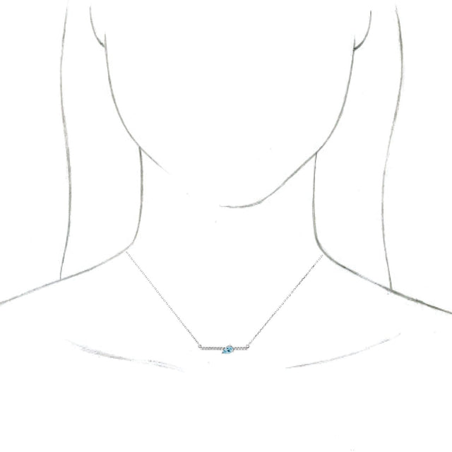 Platinum Pear Natural Aquamarine Accented Bar Necklace - view 6