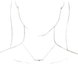 14K Gold Pear Natural Aquamarine Accented Bar Necklace - White Gold - view 6