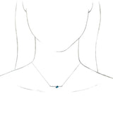 Platinum Pear Natural Blue Zircon Accented Bar Necklace - view 6