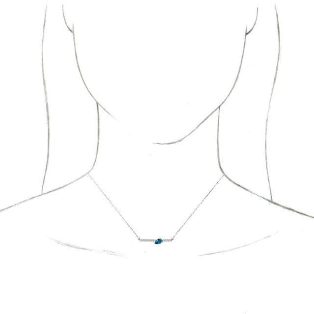 Platinum Pear Natural Blue Zircon Accented Bar Necklace - view 6