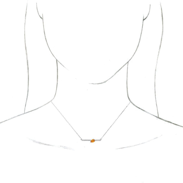 Platinum Pear Natural Citrine Accented Bar Necklace - view 6