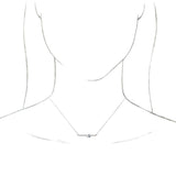 Platinum Pear Natural Diamond Accented Bar Necklace - view 4