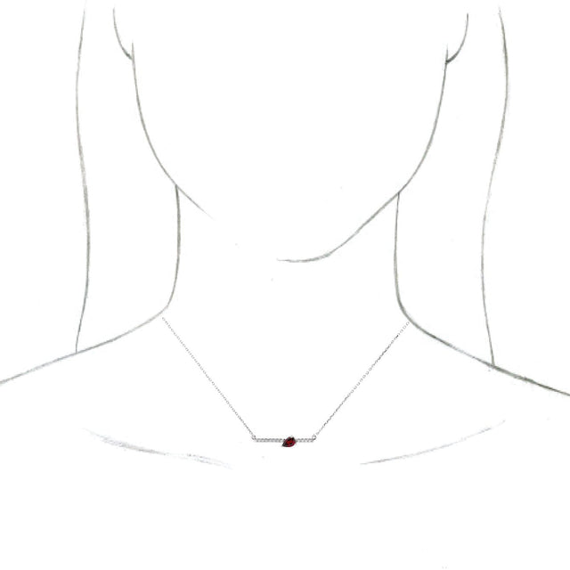 Platinum Pear Natural Mozambique Garnet Accented Bar Necklace - view 6