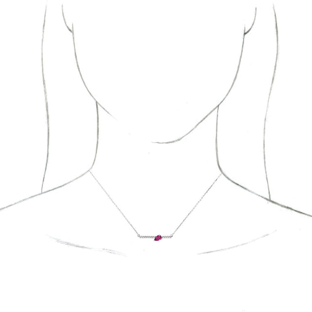 Platinum Pear Natural Pink Tourmaline Accented Bar Necklace - view 6