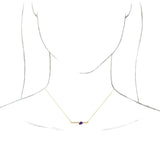 14K Gold Pear Natural Amethyst Accented Bar Necklace - Yellow Gold - view 6