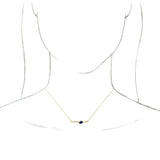 14K Gold Pear Lab-Grown Blue Sapphire Accented Bar Necklace - Yellow Gold - view 6