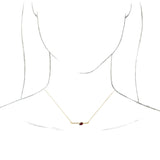 14K Gold Pear Natural Mozambique Garnet Accented Bar Necklace - Yellow Gold - view 6