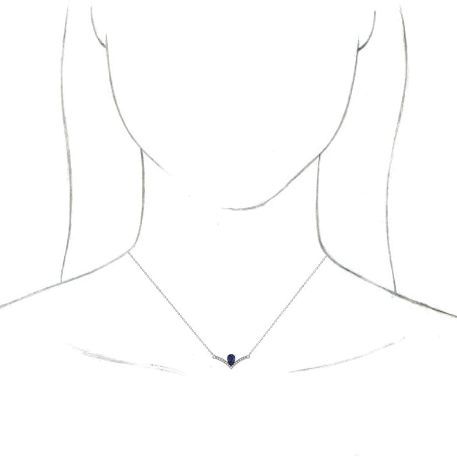 Platinum Pear Lab-Grown Alexandrite Accented V Necklace - view 6