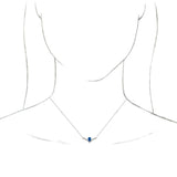 Platinum Pear Natural Blue Sapphire Accented V Necklace - view 6