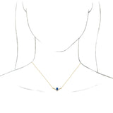14K Gold Pear Natural Blue Sapphire Accented V Necklace - Yellow Gold - view 6