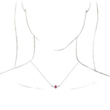 14K Gold Pear Natural Pink Tourmaline Accented V Necklace - White Gold - view 6