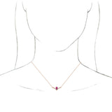 14K Gold Pear Natural Pink Tourmaline Accented V Necklace - Rose Gold - view 6