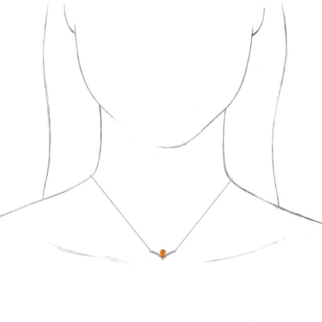 Platinum Pear Natural Citrine Accented V Necklace - view 6