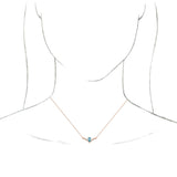 14K Gold Pear Natural Blue Zircon Accented V Necklace - Rose Gold - view 6