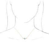 14K Gold Pear Natural Aquamarine Accented V Necklace - Yellow Gold - view 6