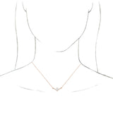 14K Gold Pear Natural White Sapphire Accented V Necklace - Rose Gold - view 6