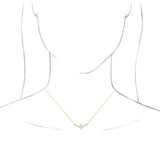 14K Gold Pear Natural White Sapphire Accented V Necklace - Yellow Gold - view 6