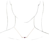 14K Gold Pear Natural Amethyst Accented Bar Necklace - Rose Gold - view 6