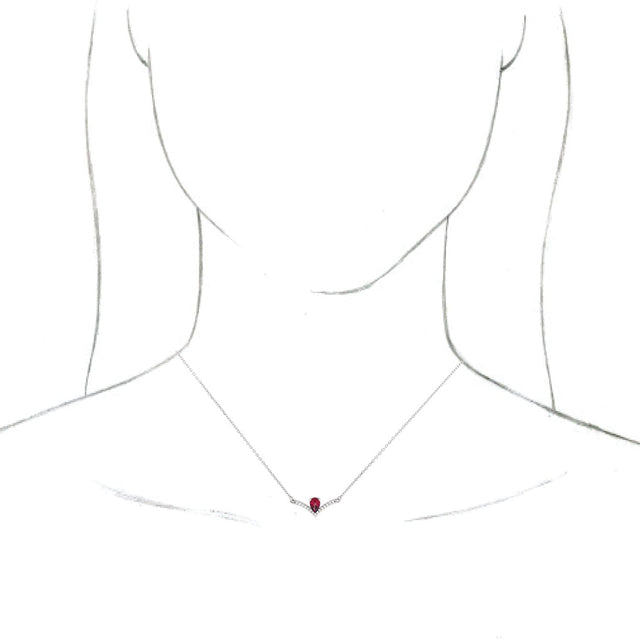 Platinum Pear Natural Mozambique Garnet Accented V Necklace - view 6