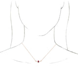 14K Gold Pear Lab-Grown Ruby Accented V Necklace - Rose Gold - view 6