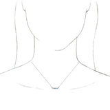 14K Gold Straight Baguette Natural Blue Zircon Accented Bar Necklace - White Gold - view 6