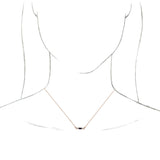 14K Gold Straight Baguette Natural Blue Sapphire Accented Bar Necklace – 1/8 CTW - Rose Gold - view 6