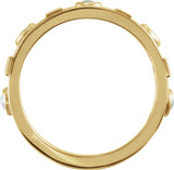 14K Gold Round Natural White Opal & Natural Diamond Accented Bezel-Set Cabochon Ring - Yellow Gold - view 2