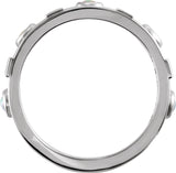 Platinum Round Natural White Opal & Natural Diamond Accented Bezel-Set Cabochon Ring - view 2