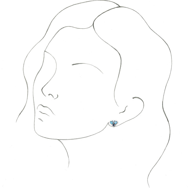 Platinum Natural Blue Multi-Gemstone Cluster Earrings - view 3