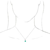 Platinum Round Lab-Grown Emerald & Natural Diamond Accented Floral Necklace or Pendant - view 3