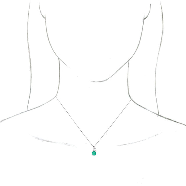 Platinum Round Lab-Grown Emerald & Natural Diamond Accented Floral Necklace or Pendant - view 3