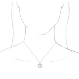 14K Gold Round Natural White Opal Halo-Style Necklace or Pendant - White Gold - view 3