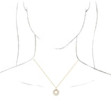 14K Gold Round Natural White Opal Halo-Style Necklace or Pendant - Yellow Gold - view 3