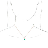 14K Gold Round Lab-Grown Emerald & Natural Diamond Accented Floral Necklace or Pendant - Rose Gold - view 3
