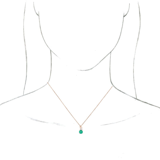 14K Gold Round Lab-Grown Emerald & Natural Diamond Accented Floral Necklace or Pendant - Rose Gold - view 3