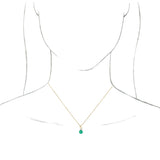 14K Gold Round Lab-Grown Emerald & Natural Diamond Accented Floral Necklace or Pendant - Yellow Gold - view 3