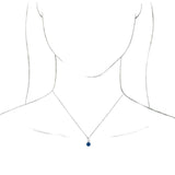 Platinum Round Lab-Grown Blue Sapphire & Natural Diamond Accented Floral Necklace or Pendant - view 3