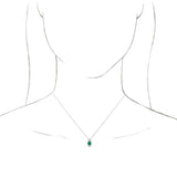 Platinum Round Lab-Grown Emerald & Natural Diamond Accented Necklace or Pendant – 1/6 CTW - view 3