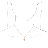 14K Gold Round Natural Multi-Gemstone Accented Cross Necklace or Pendant II - Rose Gold - view 9