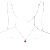 Platinum Oval Natural Ruby Halo-Style Necklace or Pendant - view 5