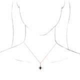 14K Gold Emerald Natural Blue Sapphire & Natural Diamond Halo-Style Necklace or Pendant - Rose Gold - view 3