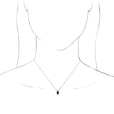 14K Gold Round Natural Blue Sapphire & Natural Diamond Accented Necklace or Pendant – 1/5 CTW - White Gold - view 3