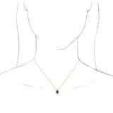 14K Gold Round Natural Blue Sapphire & Natural Diamond Accented Necklace or Pendant – 1/5 CTW - Yellow Gold - view 3