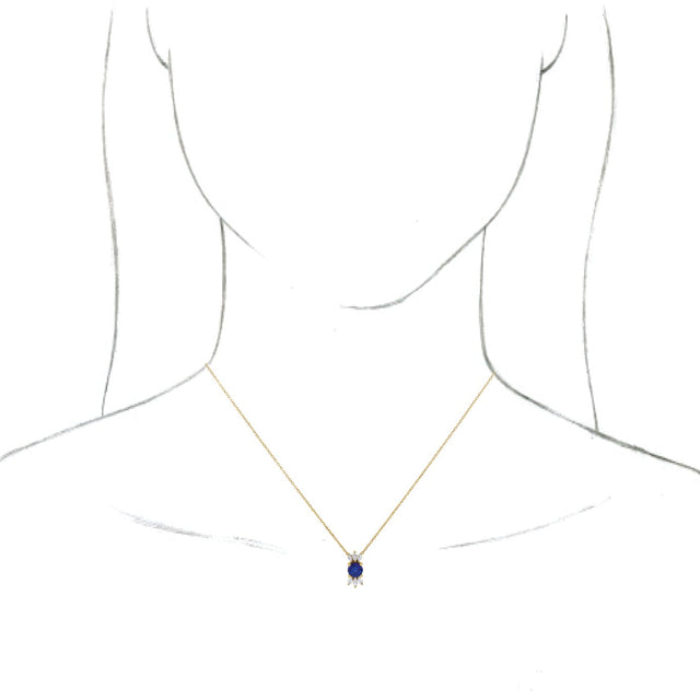 14K Gold Round Natural Blue Sapphire & Natural Diamond Accented Necklace or Pendant – 1/5 CTW - Yellow Gold - view 3