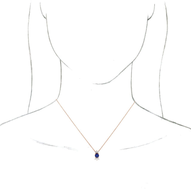 14K Gold Round Lab-Grown Blue Sapphire & Natural Diamond Accented Necklace or Pendant – 1/5 CTW - Rose Gold - view 3