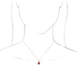 14K Gold Round Lab-Grown Ruby & Natural Diamond Accented Floral Necklace or Pendant - Rose Gold - view 3