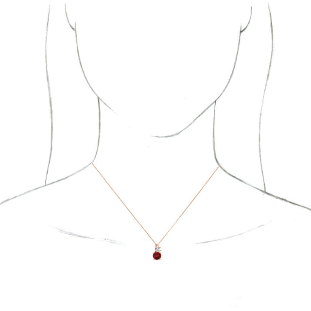 14K Gold Round Lab-Grown Ruby & Natural Diamond Accented Floral Necklace or Pendant - Rose Gold - view 3