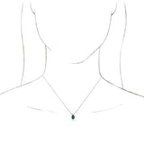Platinum Round Natural Emerald & Natural Diamond Accented Necklace or Pendant - view 3